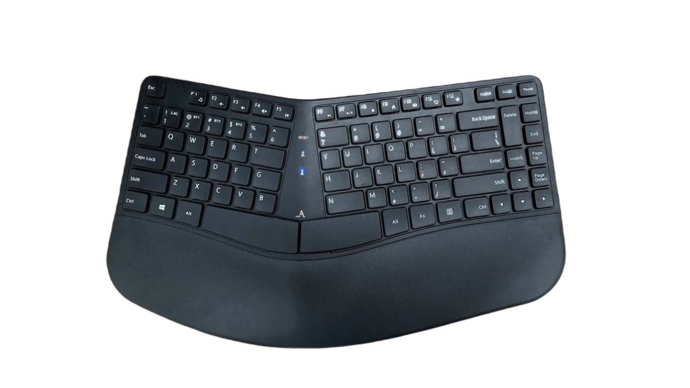 Ceratech KYB-CONTOUR-RFBTB-US Wireless RF Compact Keyboard, QWERTY (US), Black