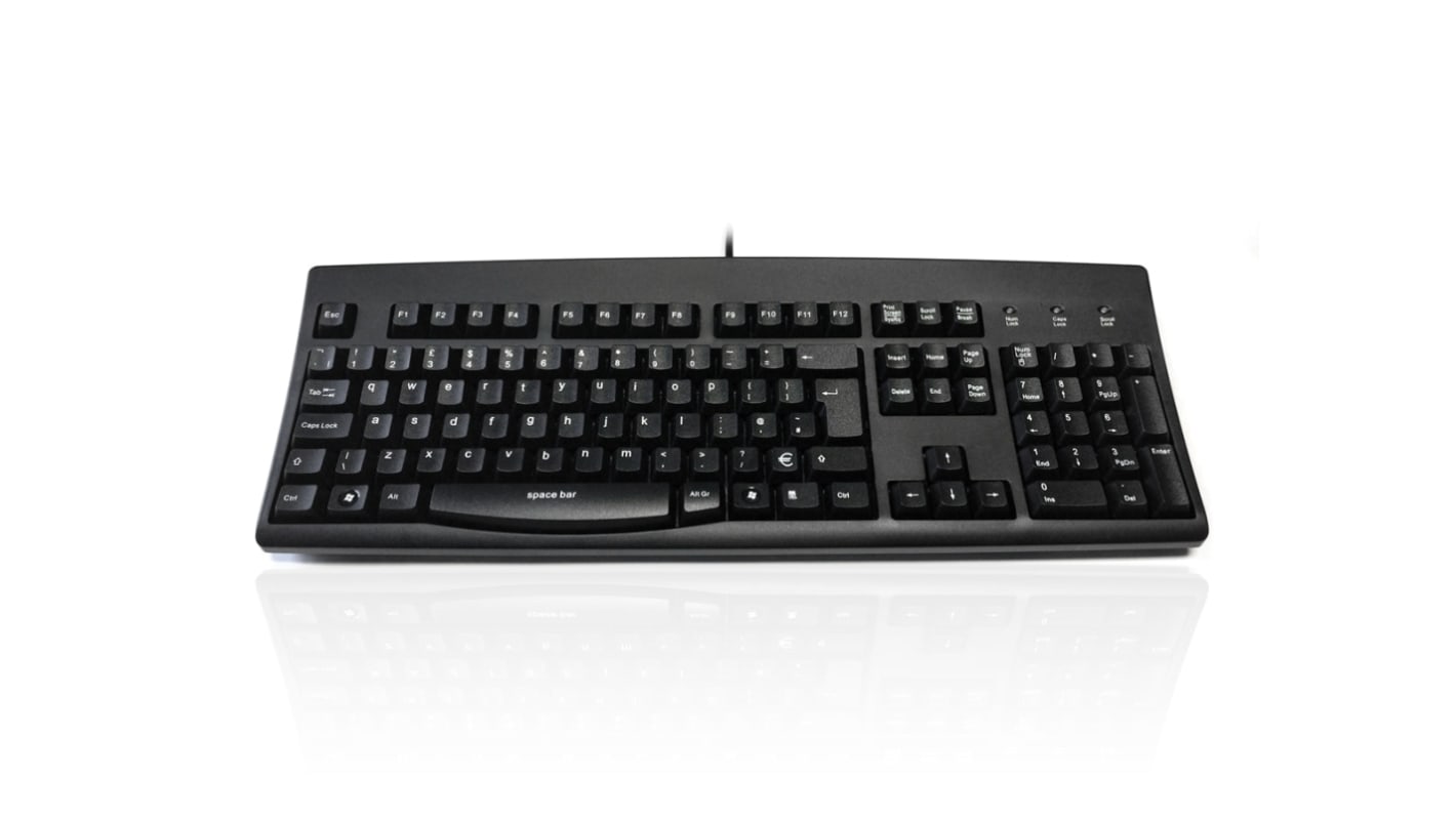 Ceratech KYBAC260-USBLCBK Wired USB Keyboard, QWERTY (UK), Black