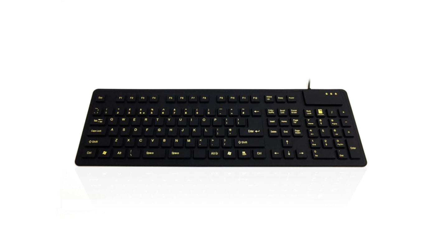 Ceratech KYB-WP127-V2-VIS Wired PS/2, USB Keyboard, QWERTY (UK), Black