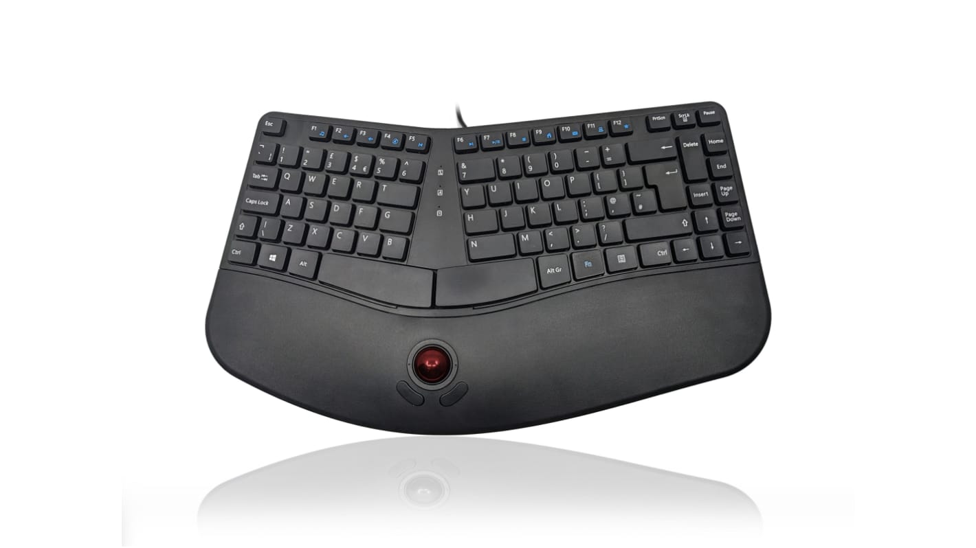 Ceratech KYB-CONTOUR-TB Wired USB Compact Keyboard, QWERTY (UK), Black
