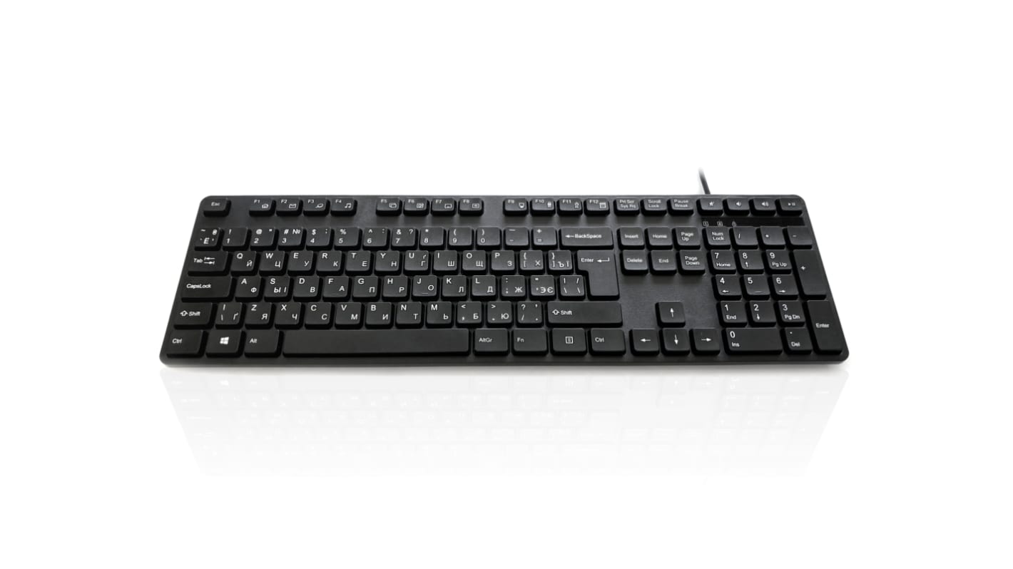 Ceratech KYBAC302-UBLK-UA Wired USB Multimedia Keyboard, QWERTY, Black