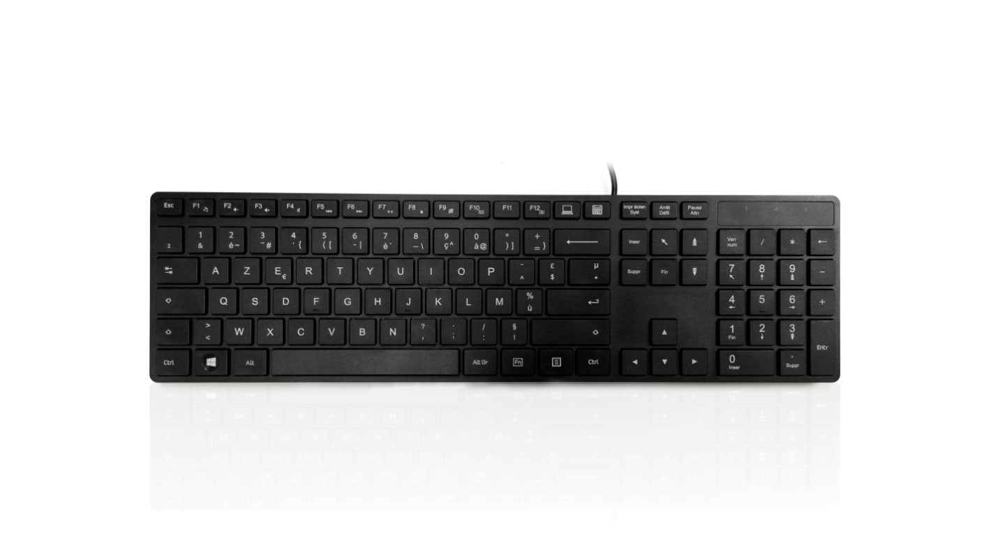 Ceratech KYBAC301-PBLK-FR Wired PS/2 Multimedia Keyboard, QWERTY (French), Black