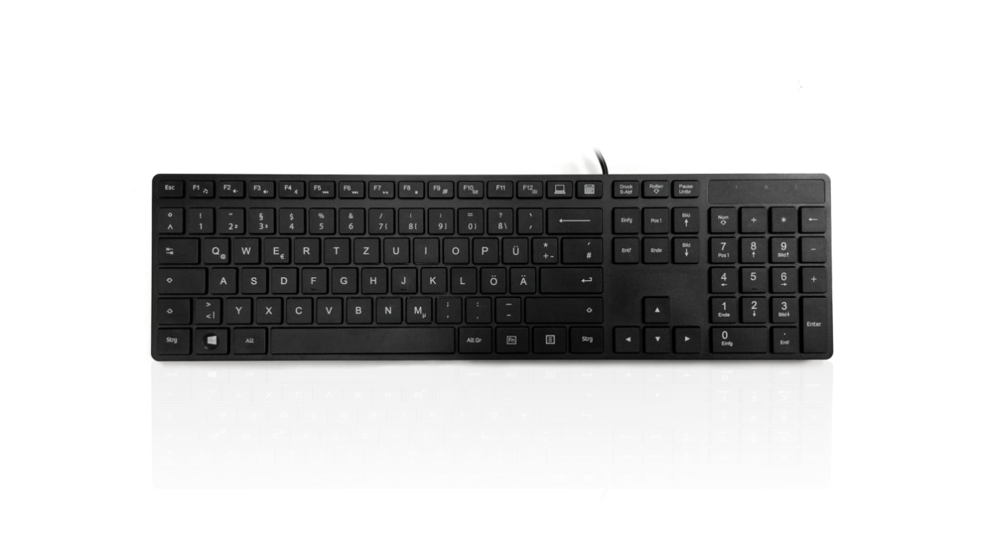 Ceratech KYBAC301-PBLK-GR Tastatur QWERTZ (Deutsch) Kabelgebunden Schwarz PS/2 Multimedia