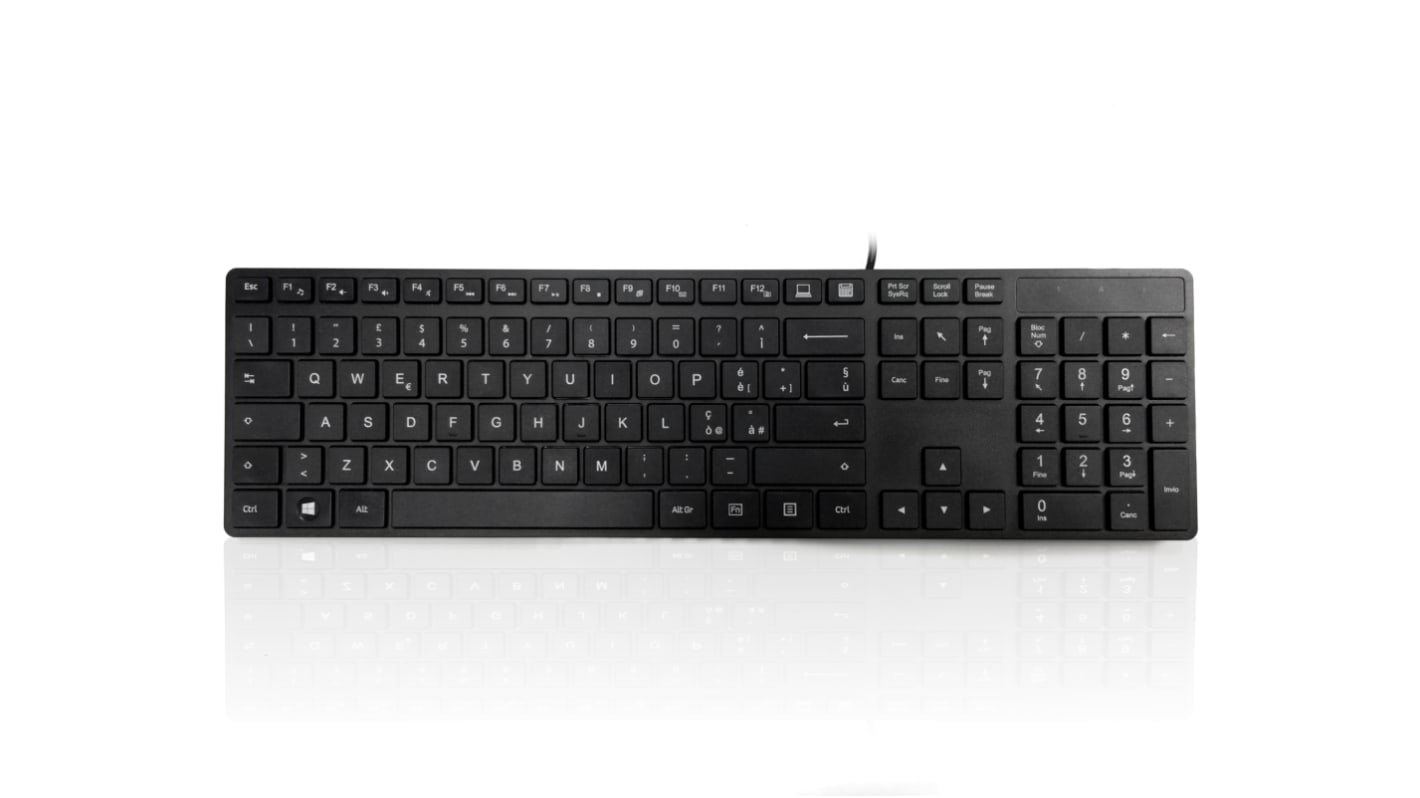 Ceratech KYBAC301-PBLK-IT Wired PS/2 Multimedia Keyboard, QWERTY (Italy), Black