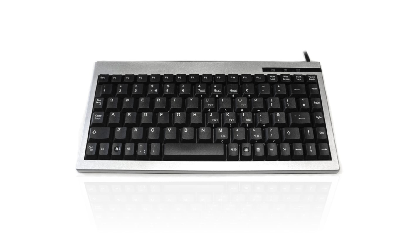 Ceratech KYBAC595-PS2SIL Wired USB Compact Keyboard, QWERTY (French), Silver
