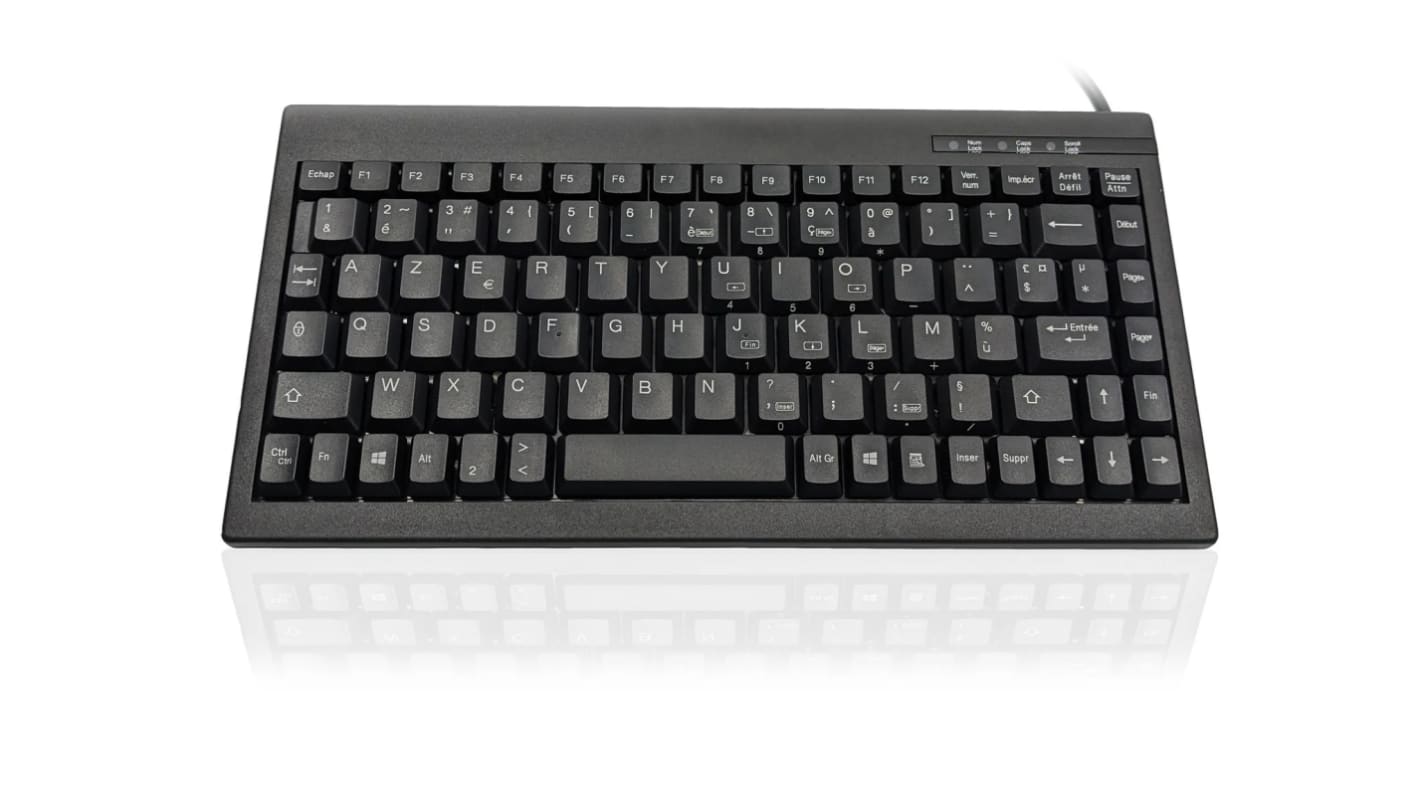 Teclado Ceratech, , Con cable, Negro, PS/2, USB, Compacto, QWERTY (francés)