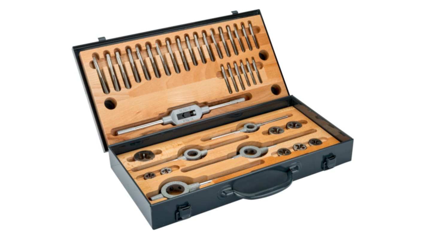 Bahco 37-Piece Tap & Die Set, M5 - M12 Taps, 20 mm - 38 mm Dies