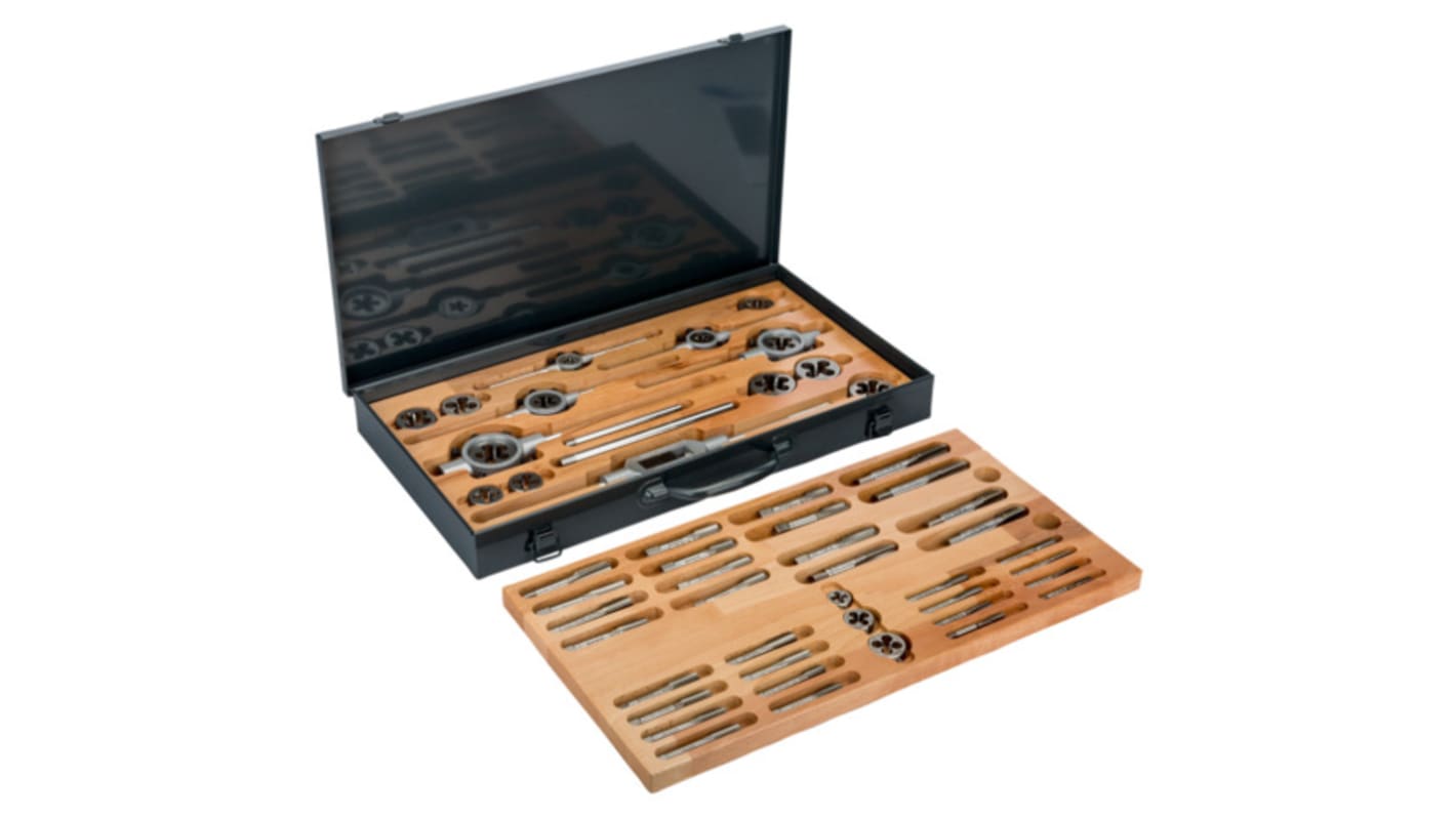 Bahco 54-Piece Tap & Die Set, 1/4 in - 3/4 in Taps, 20 mm - 45 mm Dies