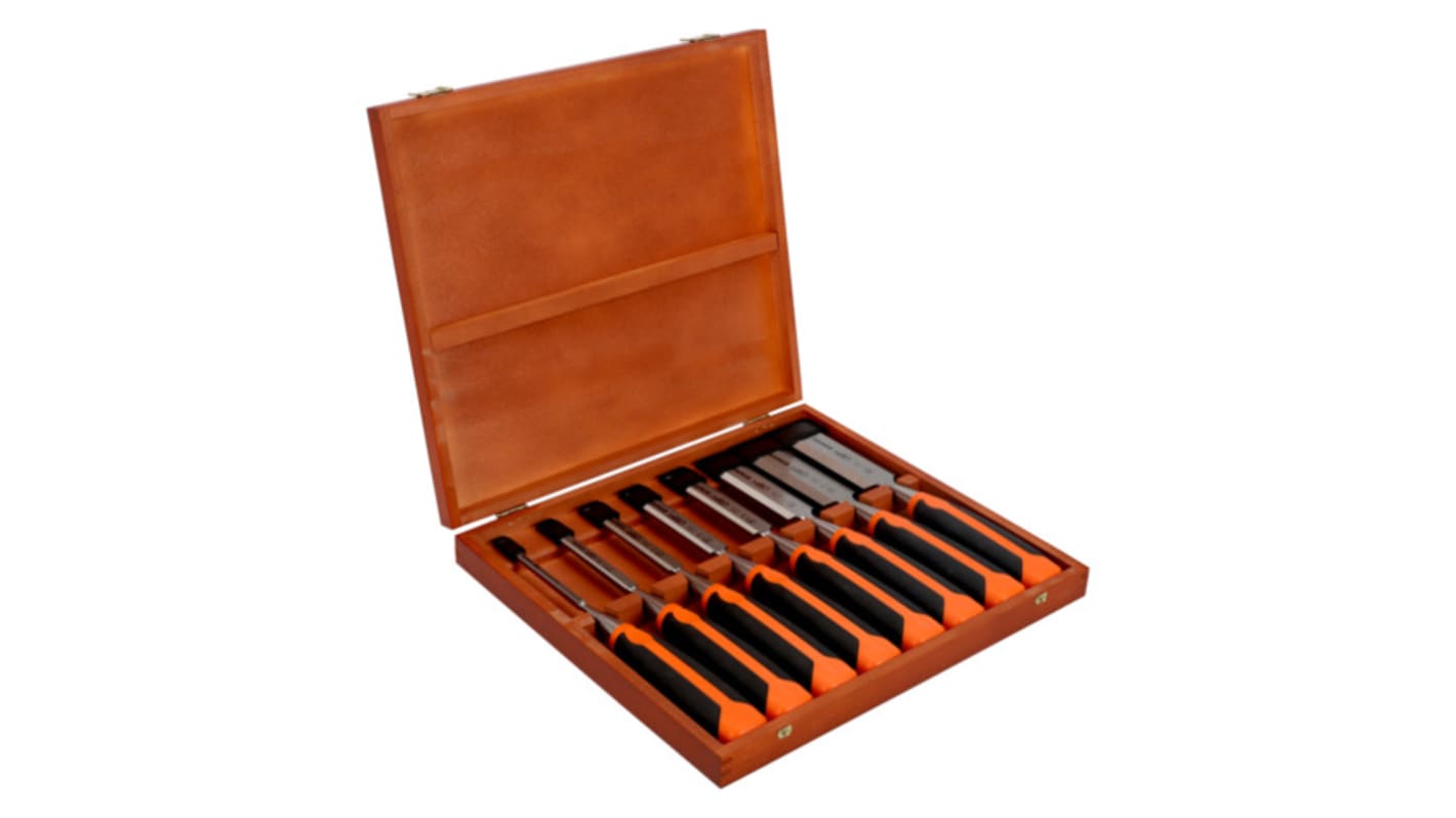 Bahco 8 pieces Piece Chisel Set, 266mm Length, 6 mm, 10 mm, 12 mm, 16 mm, 18 mm, 25 mm, 32 mm, 36 mm Blade Width