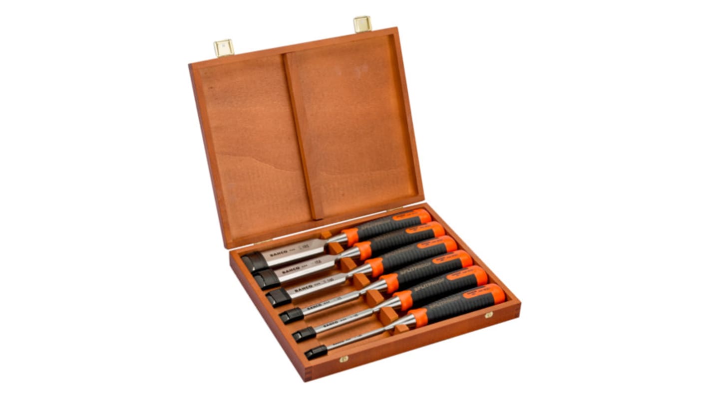Set di scalpelli Bahco, 6 pezzi, lama da 6 mm, 10 mm, 12 mm, 18 mm, 25 mm, 32 mm