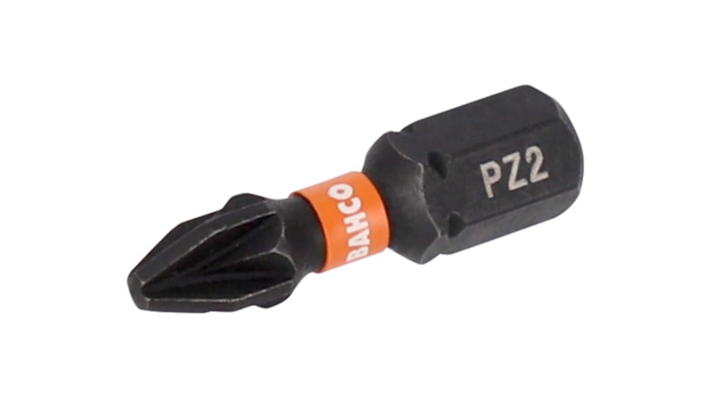 Bahco Screwdriver Bit, PZ2 Tip, 1/4 in Drive, 25 mm Overall