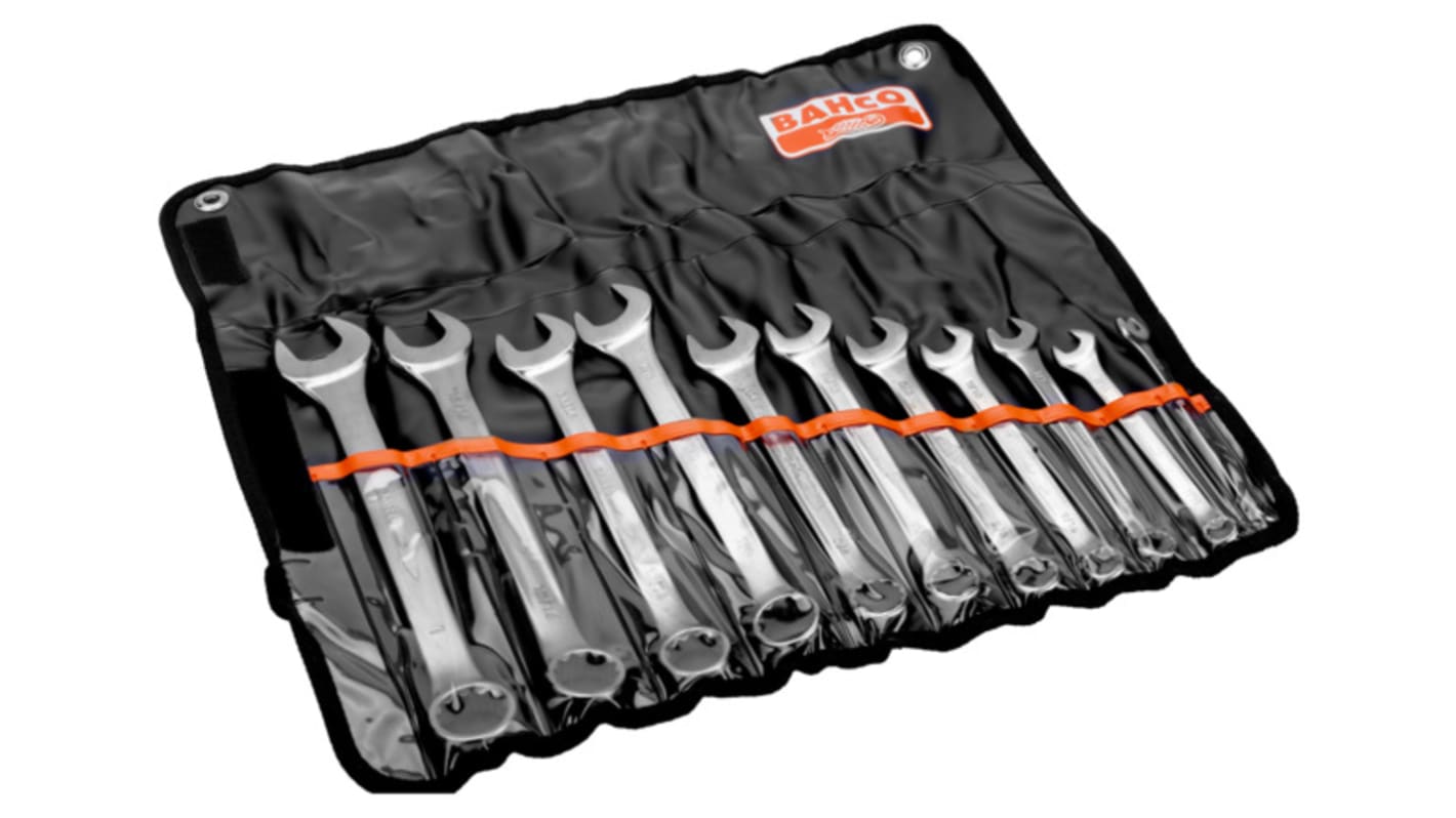 Bahco 111Z Series 11-Piece Spanner Set, 1/2, 1 in, 3/4, 3/8, 5/8, 7/8, 7/16, 9/16, 11/16, 13/16, 15/16