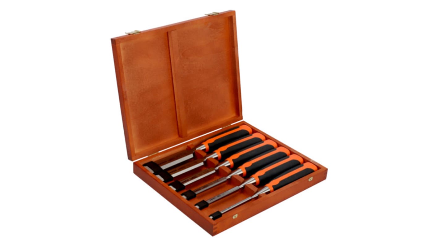 Bahco 6 pieces Piece Chisel Set, 140mm Length, 6 mm, 10 mm, 12 mm, 16 mm, 20 mm, 26 mm Blade Width
