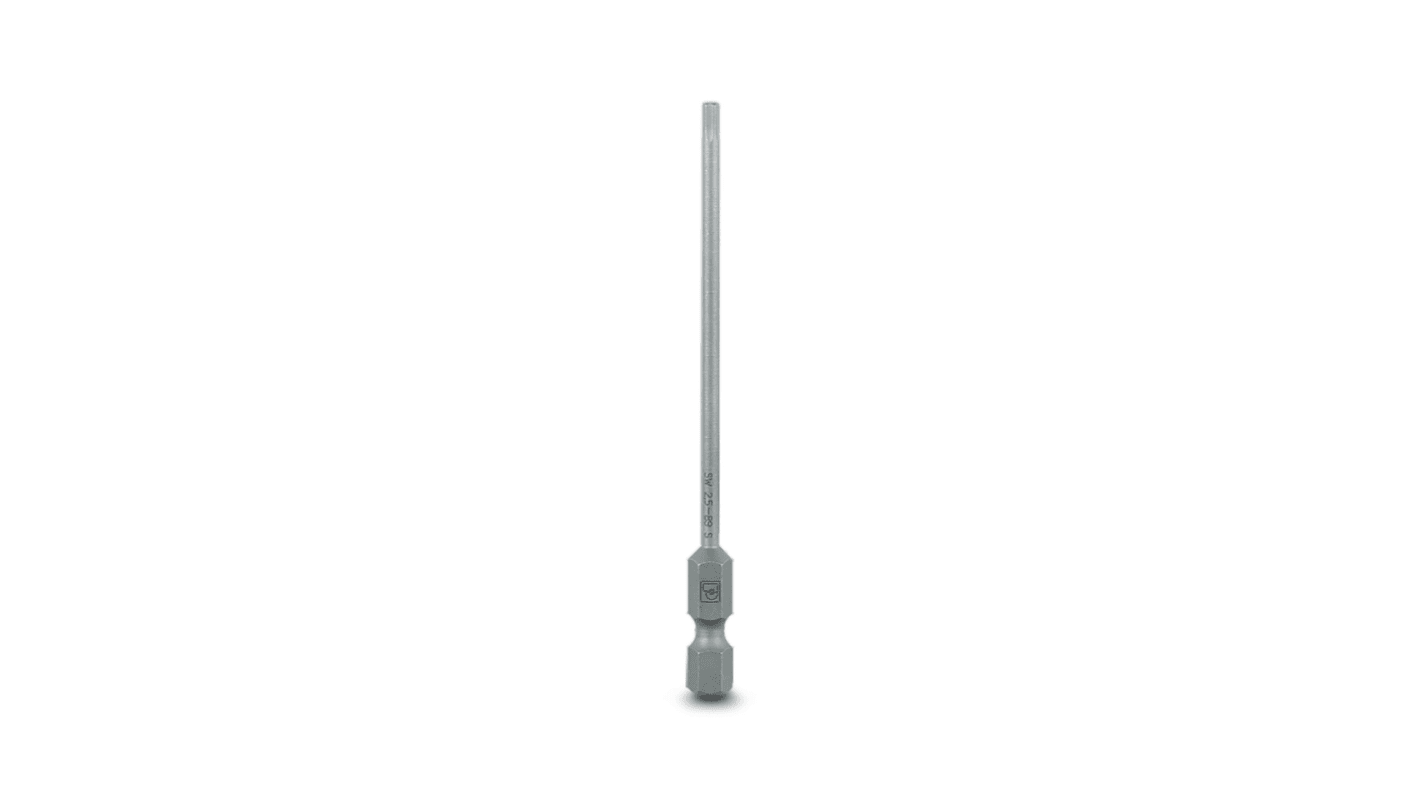 Phoenix Contact Hexagon Hexagon Bit, 2.5 x 89 mm Tip, 1/4 in Drive, Hexagon Drive, 89 mm Overall