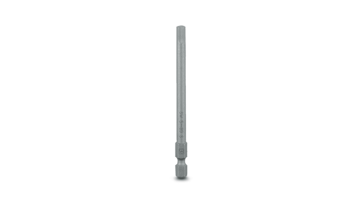 Phoenix Contact Hexagon Hexagon Bit, 5 x 89 mm Tip, 1/4 in Drive, Hexagon Drive, 89 mm Overall