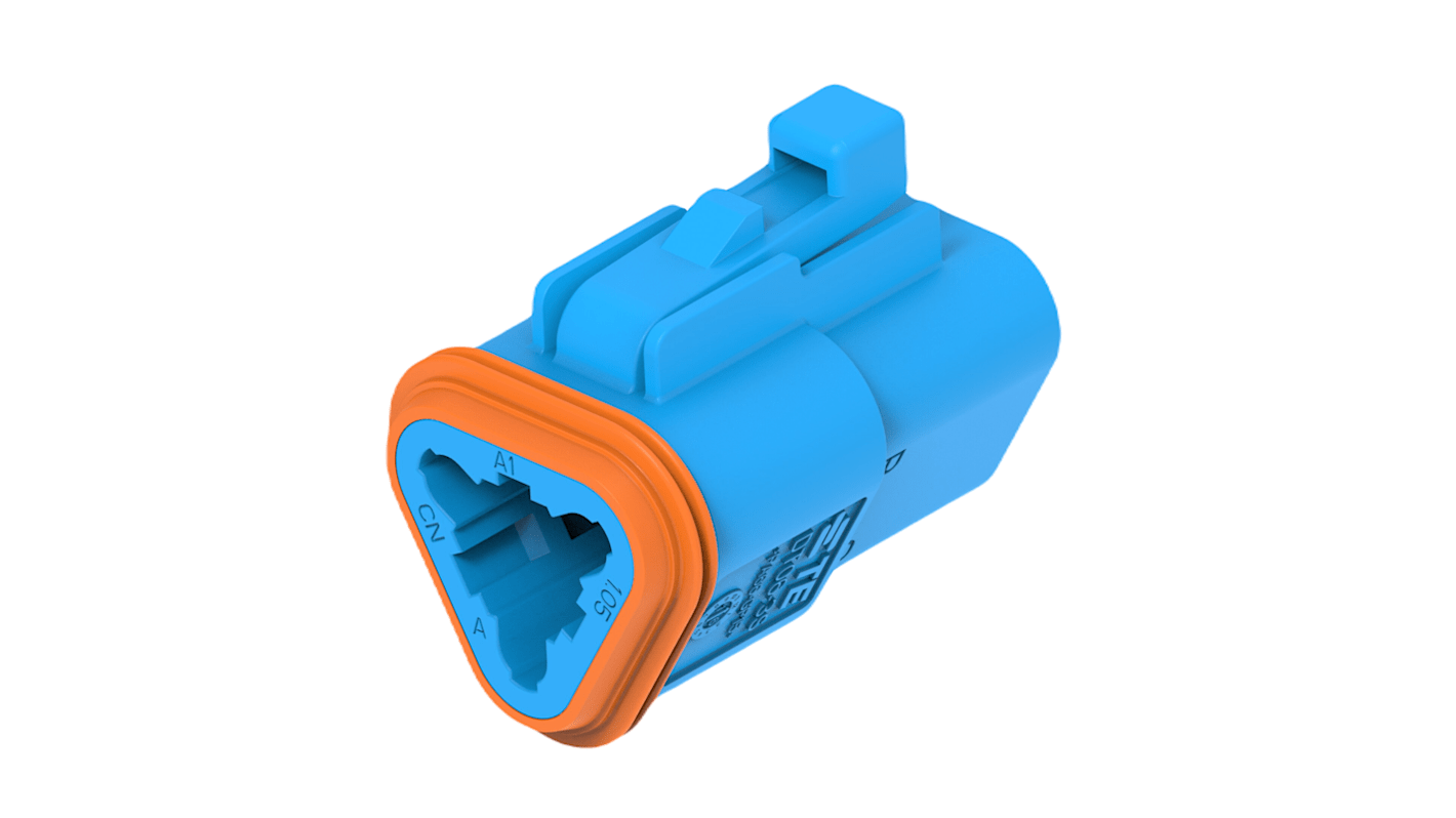 TE Connectivity, DT06-3S Automotive Connector Socket Blue Cable 3 Way, Cable Termination DT06-3S-TN07