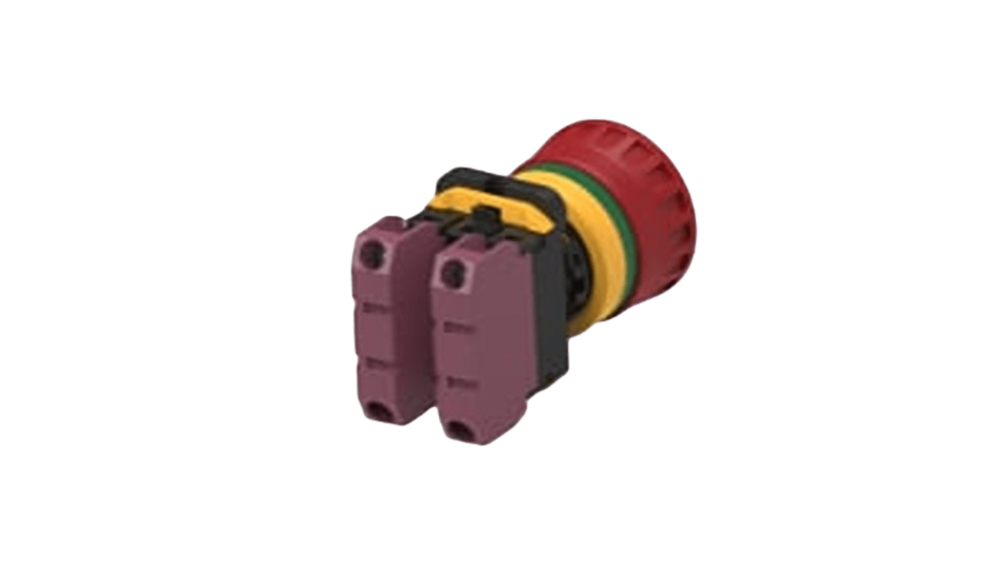 TE Connectivity PBES22 Series Emergency Stop Push Button, Panel Mount, 22.3mm Cutout, 2NC, IP20, IP65