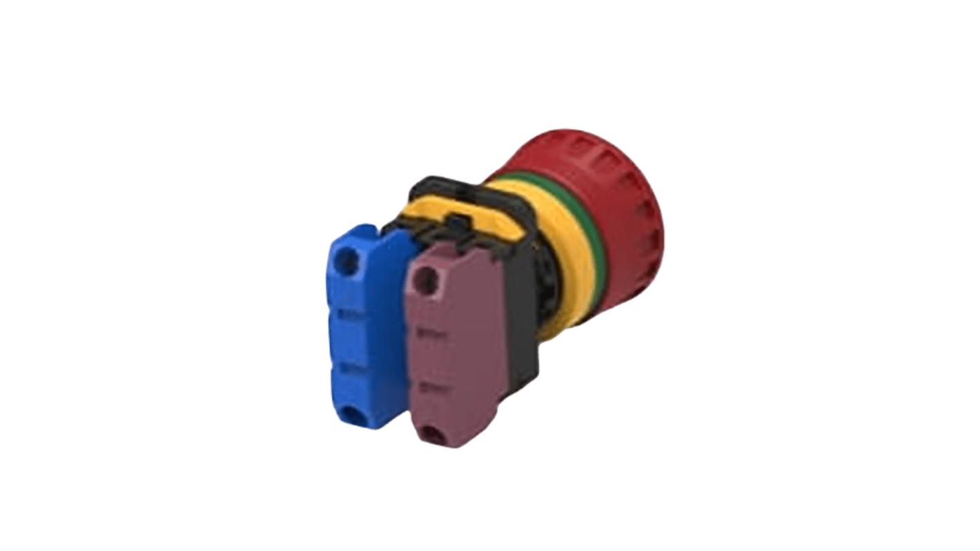 TE Connectivity PBES22 Series Emergency Stop Push Button, Panel Mount, 22.3mm Cutout, SPDT, IP20, IP65