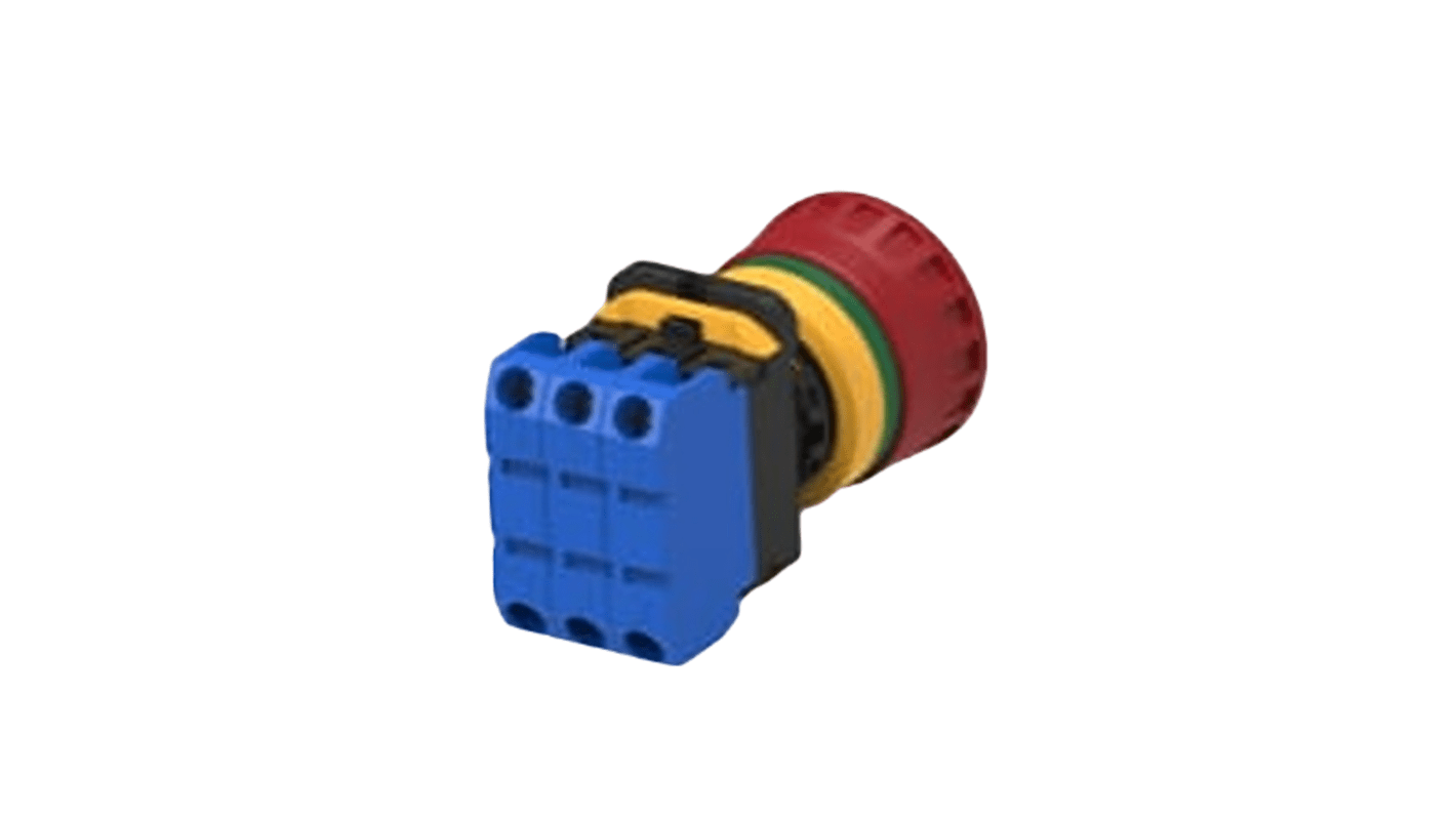 TE Connectivity Φ22.3mm急停按钮, 面板安装, 3 路常开触点, 120V 交流, IP20、 IP65, 红色