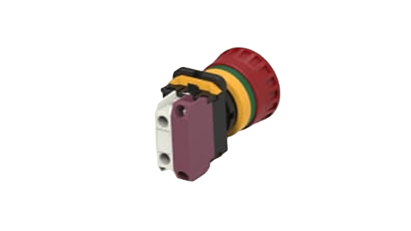 TE Connectivity PBES22 Series Illuminated Emergency Stop Push Button, Panel Mount, 22.3mm Cutout, 1NC, IP20, IP65