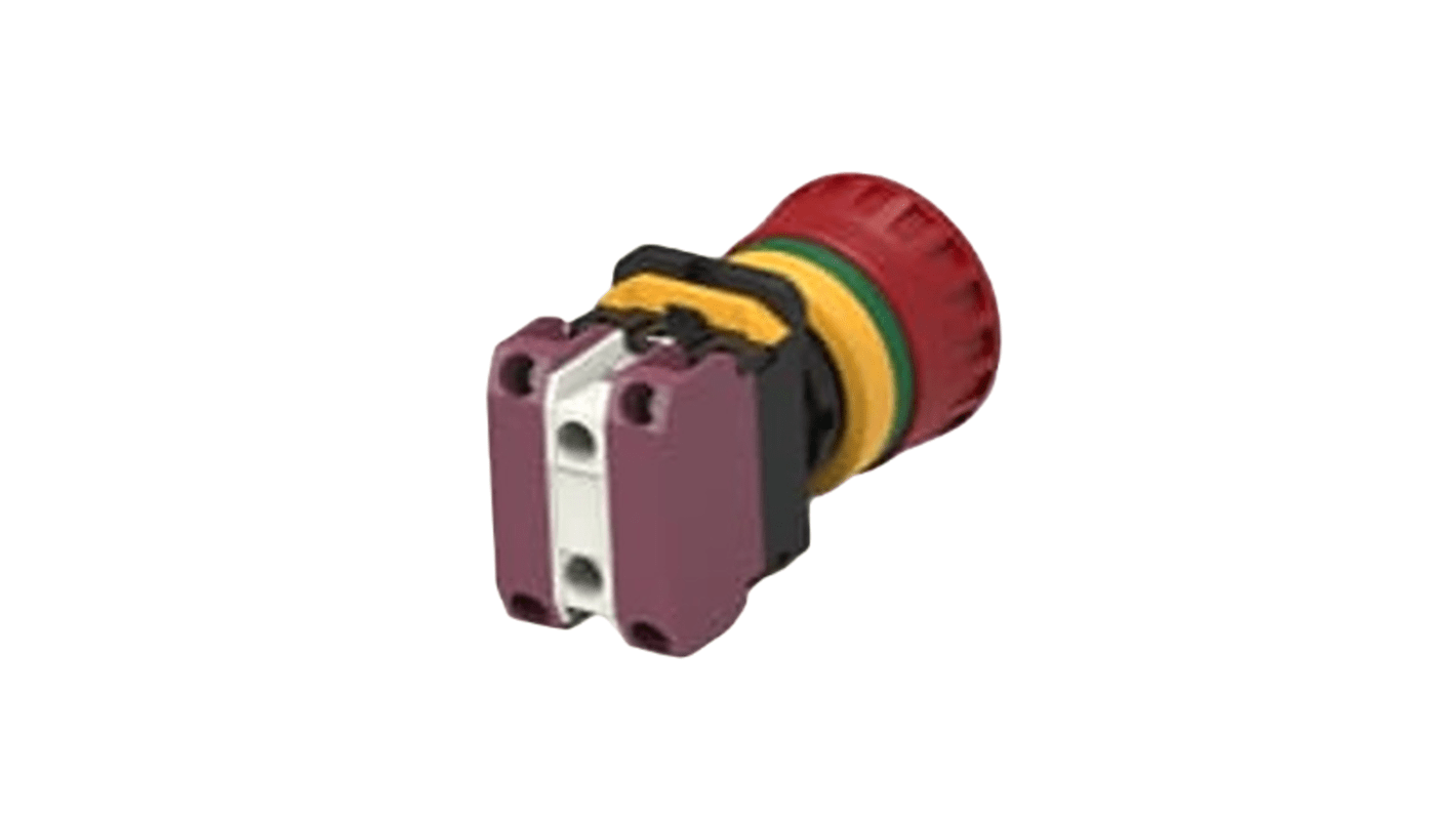 TE Connectivity PBES22 Series Illuminated Emergency Stop Push Button, Panel Mount, 22.3mm Cutout, 2NC, IP20, IP65