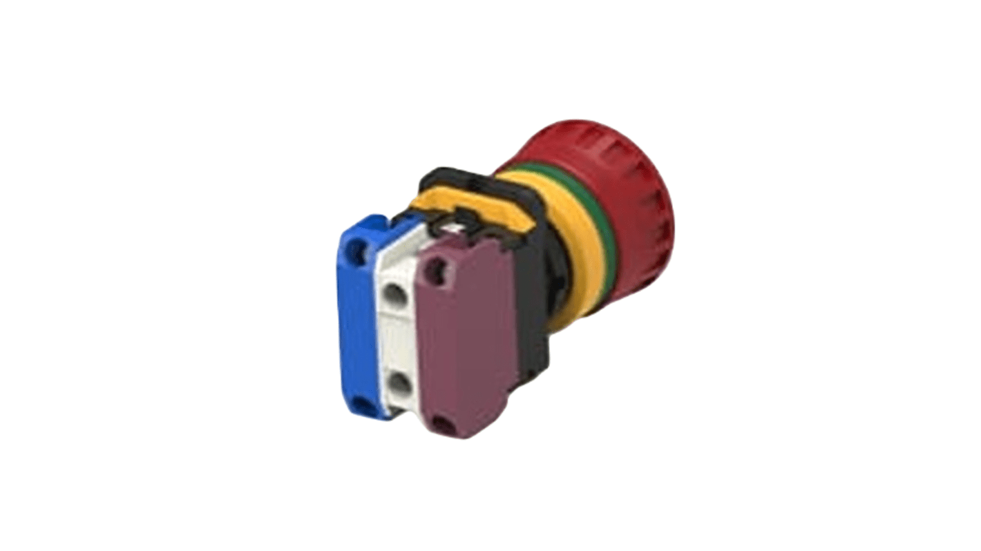 TE Connectivity Φ22.3mm带灯急停按钮, 面板安装, SPDT触点, 120V 交流, IP20、 IP65, 红色