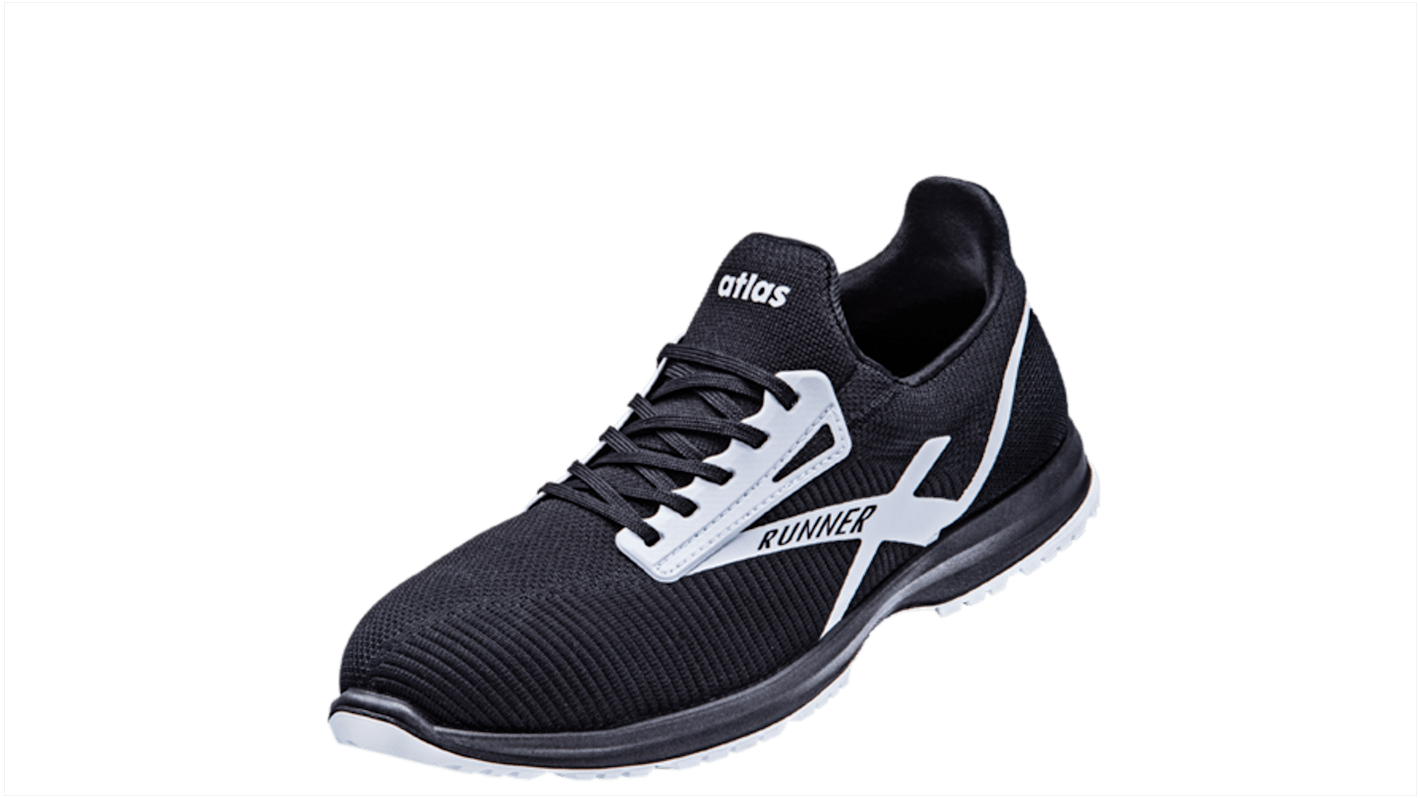 Atlas Safety Shoes RUNNER 25 Unisex Deep Black Toe Capped Safety Shoes, UK 12, EU 47