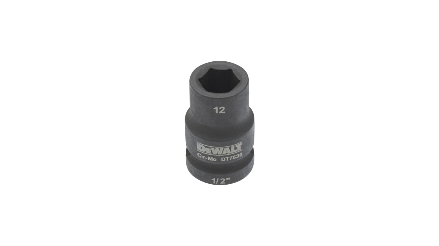 DeWALT 12mm, 1/2 Drive Impact Socket, 38 mm length