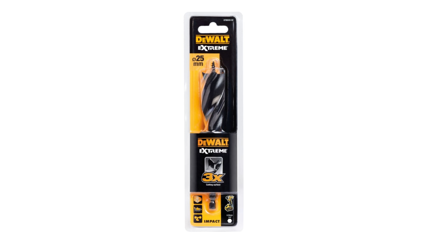 DeWALT DT902 Series Wood Drill Bit for Wood, 25mm Diameter, 152 mm Overall
