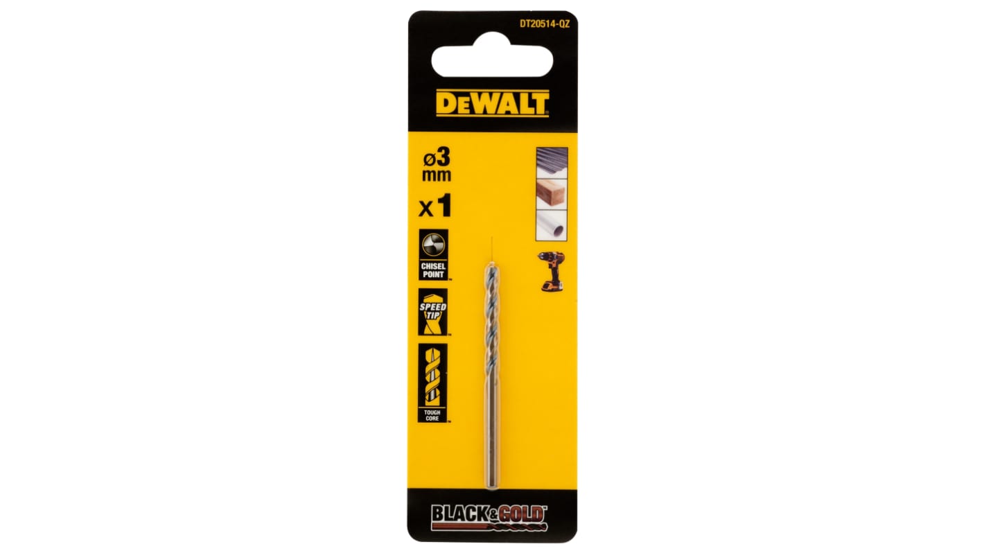 DeWALT DT205 Series HSS Twist Drill Bit for Metal, 3mm Diameter