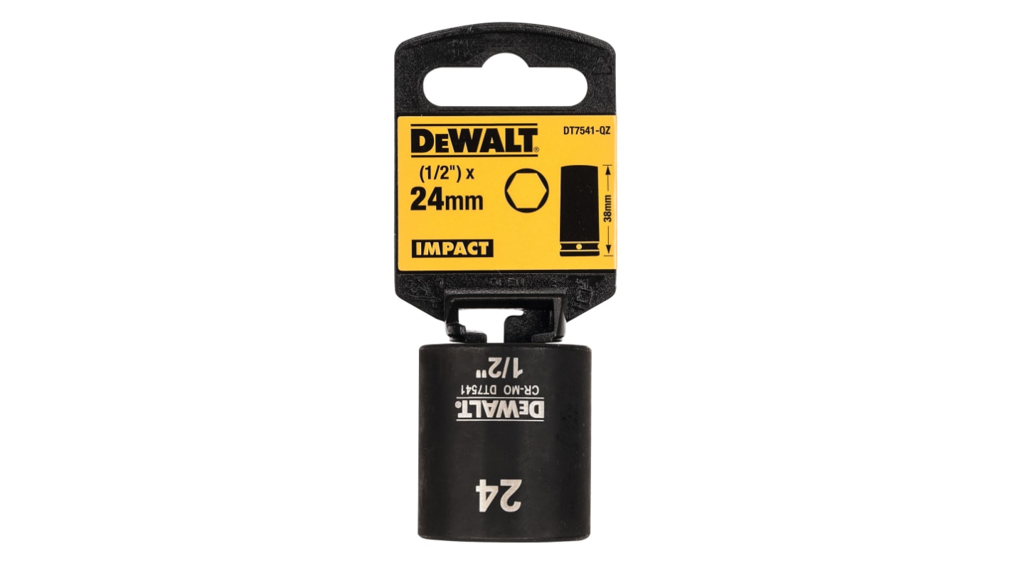 DeWALT 24mm, 1/2 Drive Impact Socket, 38 mm length