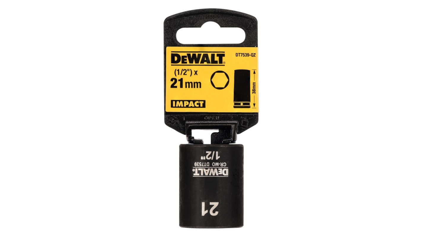 DeWALT 21mm, 1/2 Drive Impact Socket, 38 mm length