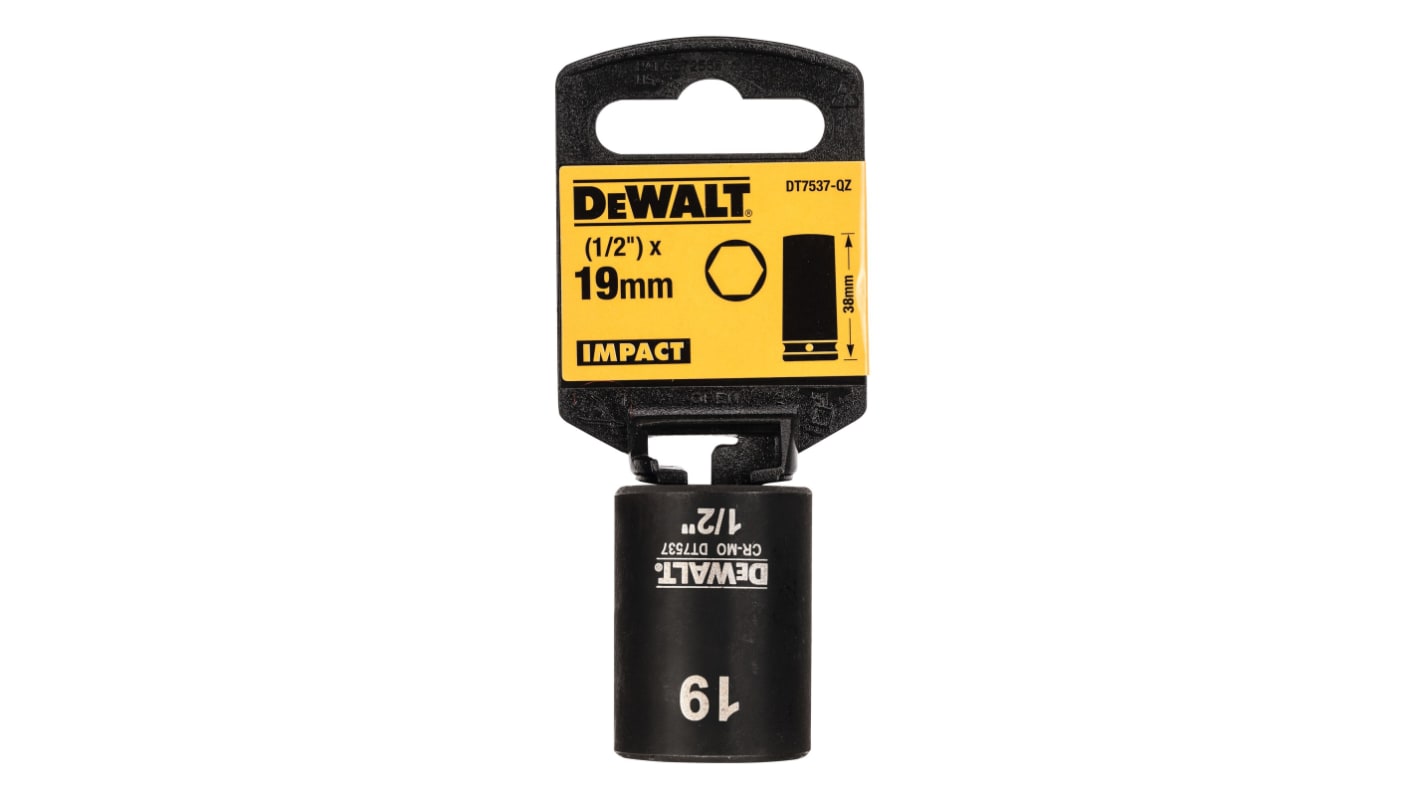 Vaso de impacto DeWALT perfil Vaso de impacto estándar de 19mm de 1/2, longitud 38 mm