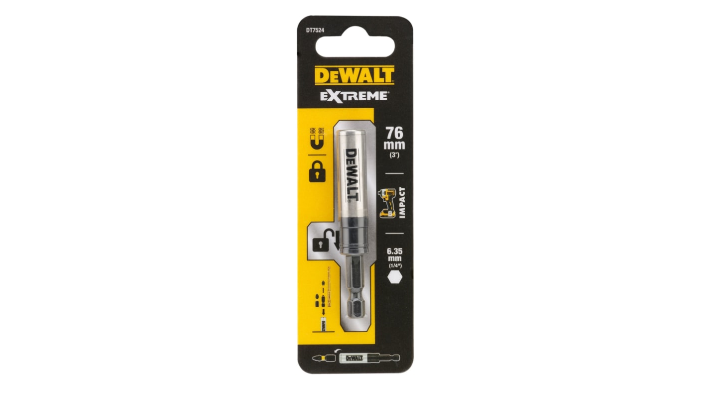 DeWALT Round Bit Holder, 1/4 in Drive, Hex Drive, 76 mm Overall