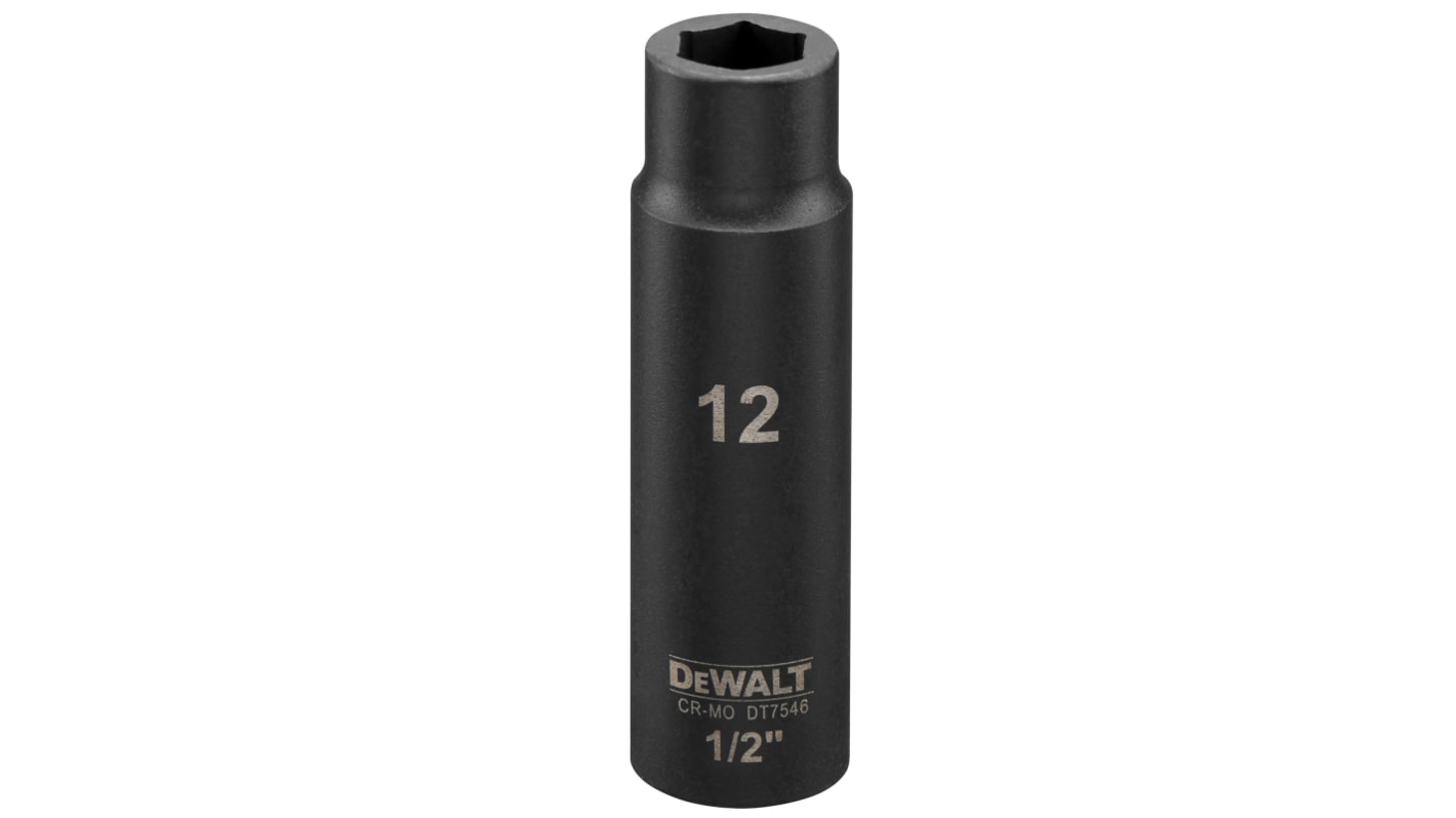Vaso de impacto DeWALT perfil Vaso largo de impacto de 12mm de 1/2, longitud 78 mm