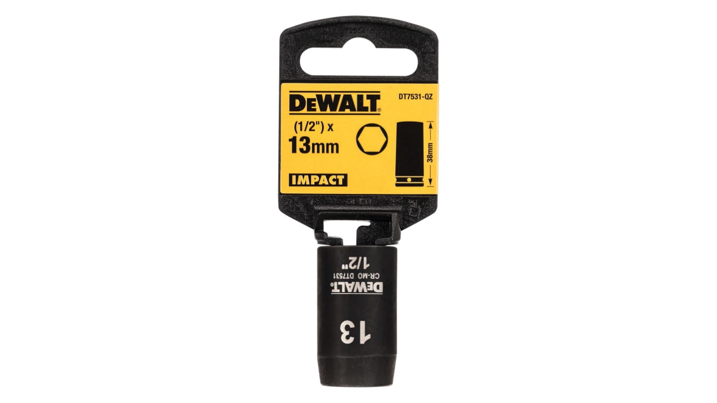 DeWALT 13mm, 1/2 Drive Impact Socket, 38 mm length