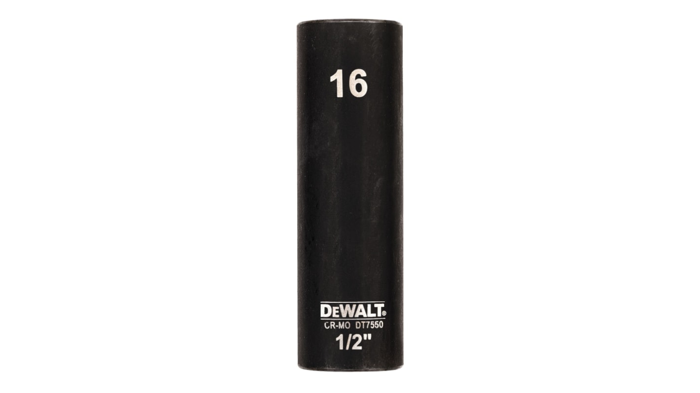 Vaso de impacto DeWALT perfil Vaso largo de impacto de 16mm de 1/2, longitud 78 mm