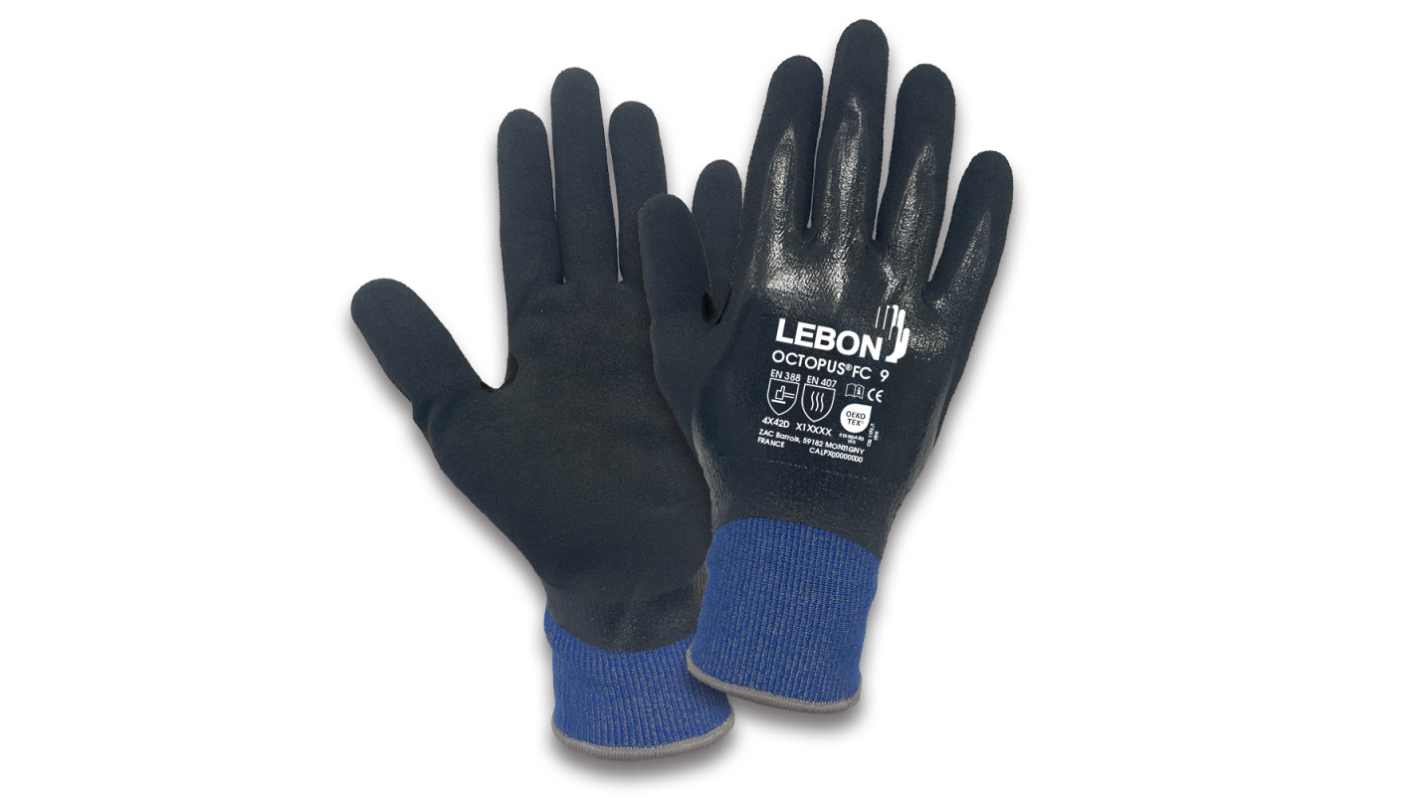 Lebon Protection OCTOPUS FC Black, Blue Polyethylene Abrasion Resistant, Cut Resistant, Puncture Resistant, Tear