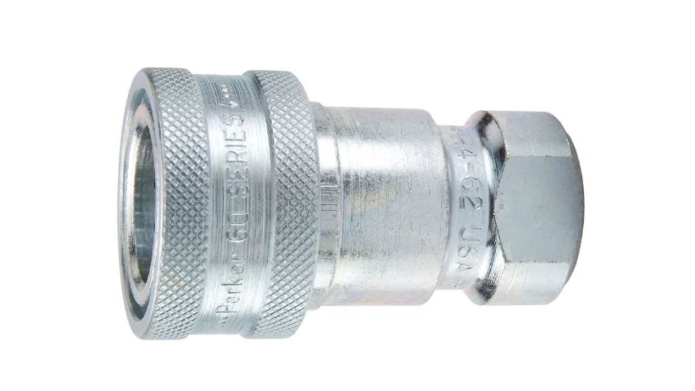 Parker Steel Female Hydraulic Quick Connect Coupling, BSP 1/4 Female