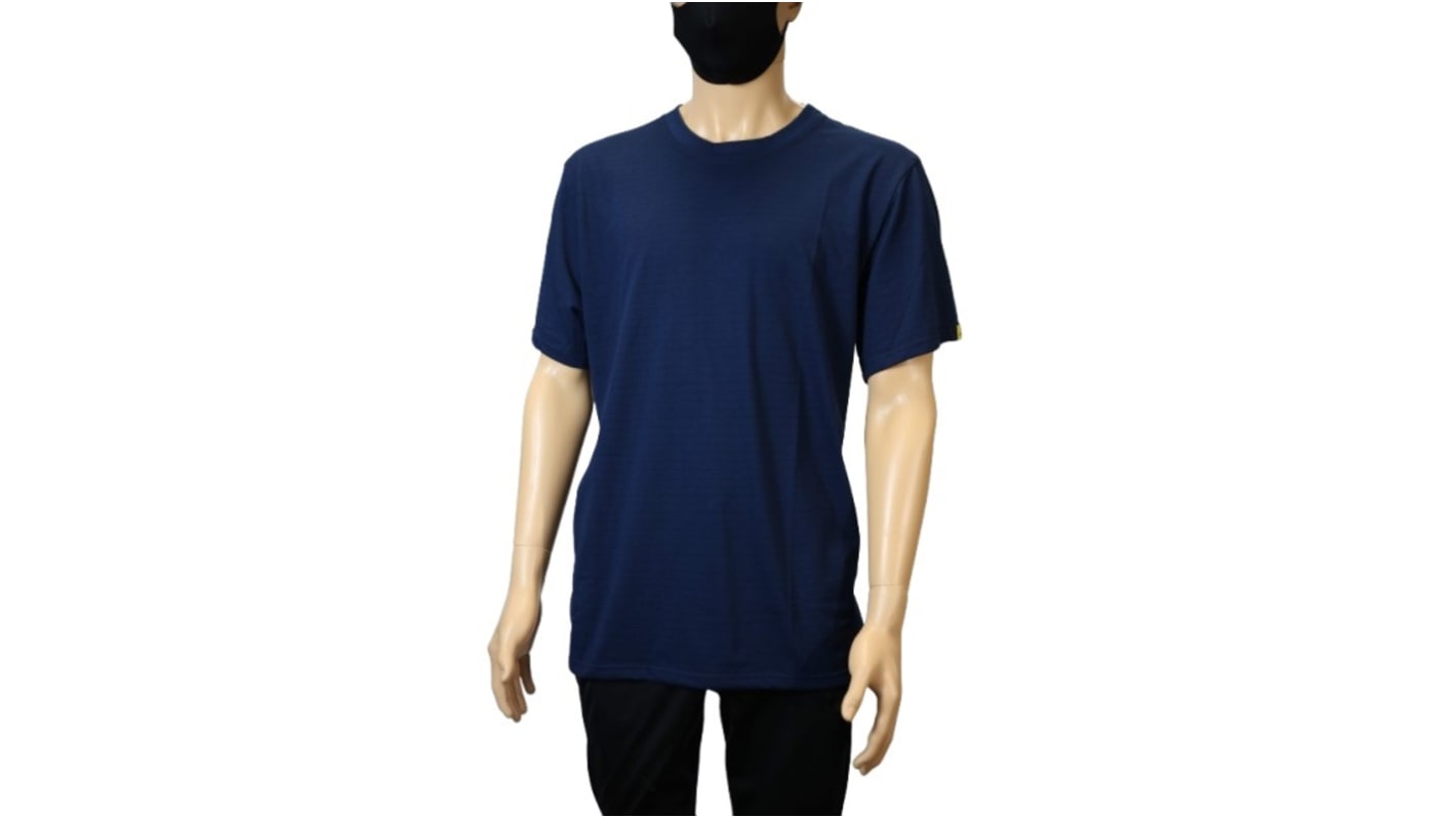 EUROSTAT Navy 3% Carbon, 48.5% Cotton, 48.5% Polyester Short Sleeve T-Shirt, UK- S