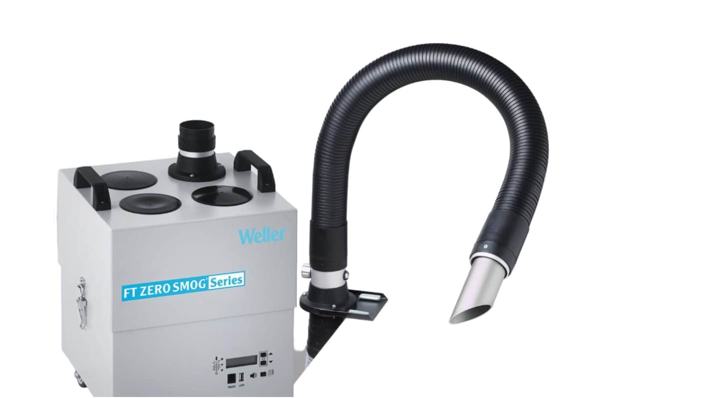 Weller Zero Smog 4V, 230V Solder Fume Extractor, Gases, Solvents, Welding Fumes, 275W, Type F - Schuko plug, Type G -