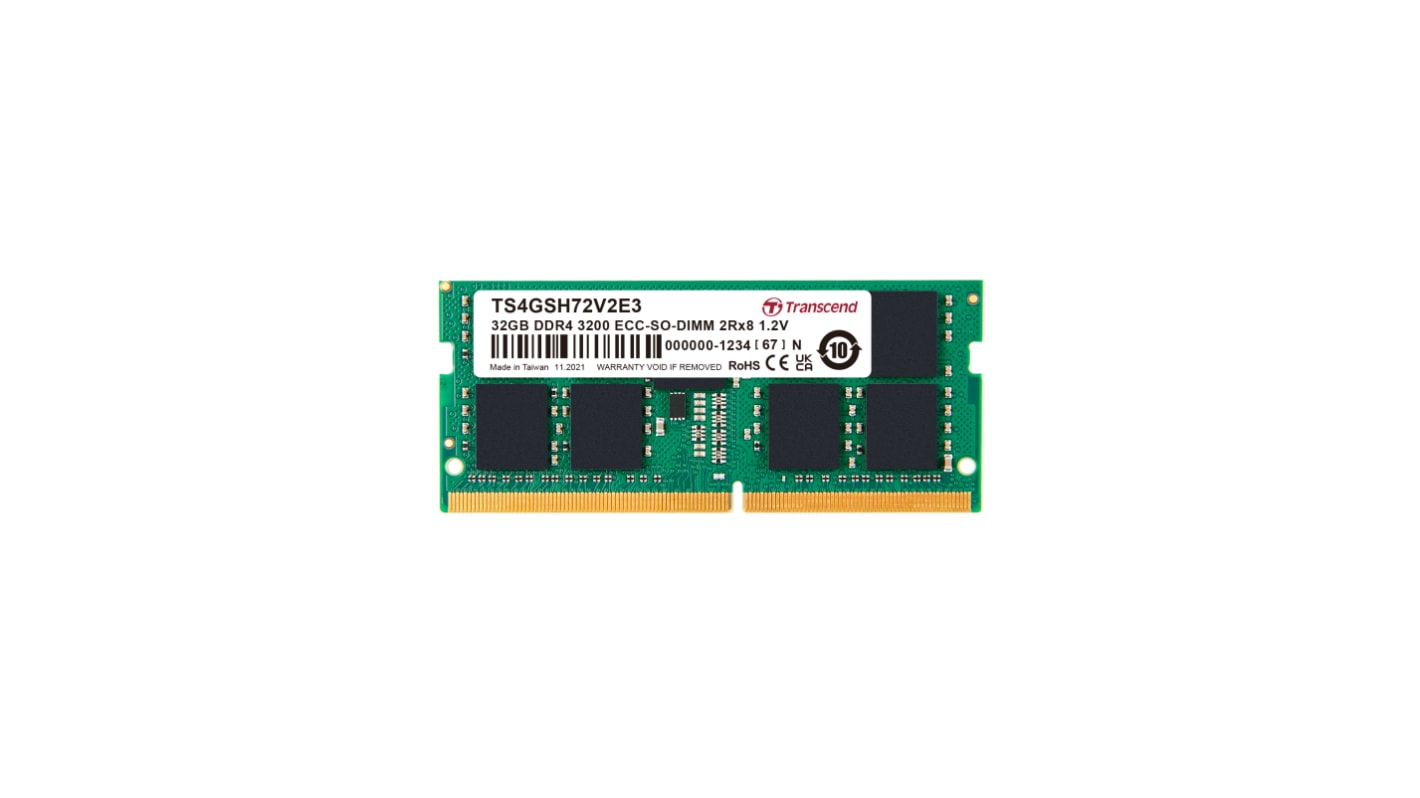 Transcend 32 GB DDR4 Desktop, Laptop RAM, 3200Mbit/s, SODIMM, 1.2V