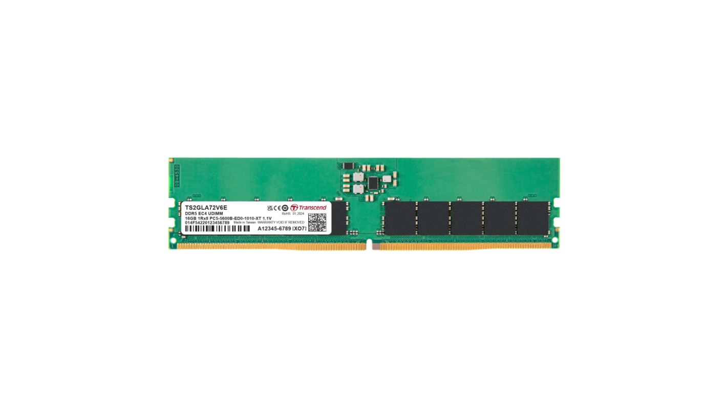 Transcend 16 GB DDR5 Desktop, Laptop RAM, 4800Mbit/s, DIMM, 1.1V