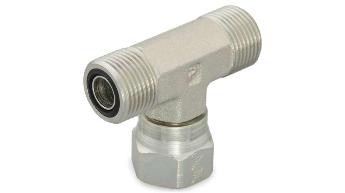 Parker Hydraulic Tee Threaded Adaptor 1/2 in Male to Male O-Ring Face Seal