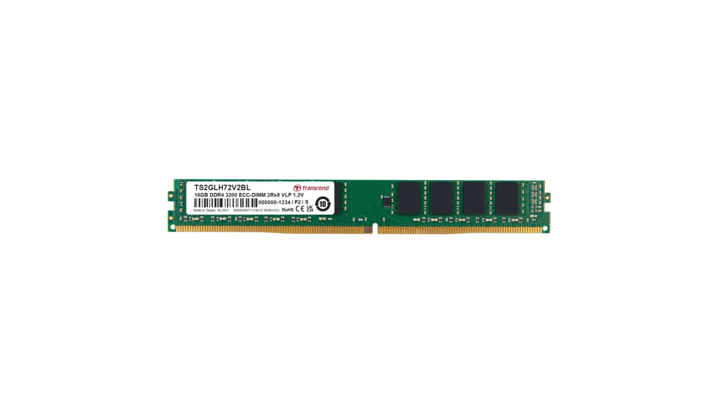 Transcend 服务器内存, 16GB, DDR4, 3200Mbit/s, DIMM插槽