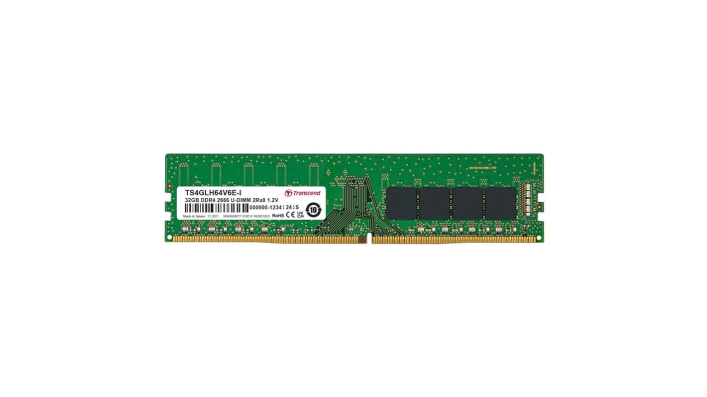 Transcend 32 GB DDR4 RAM, 2666Mbit/s, UDIMM, 1.2V