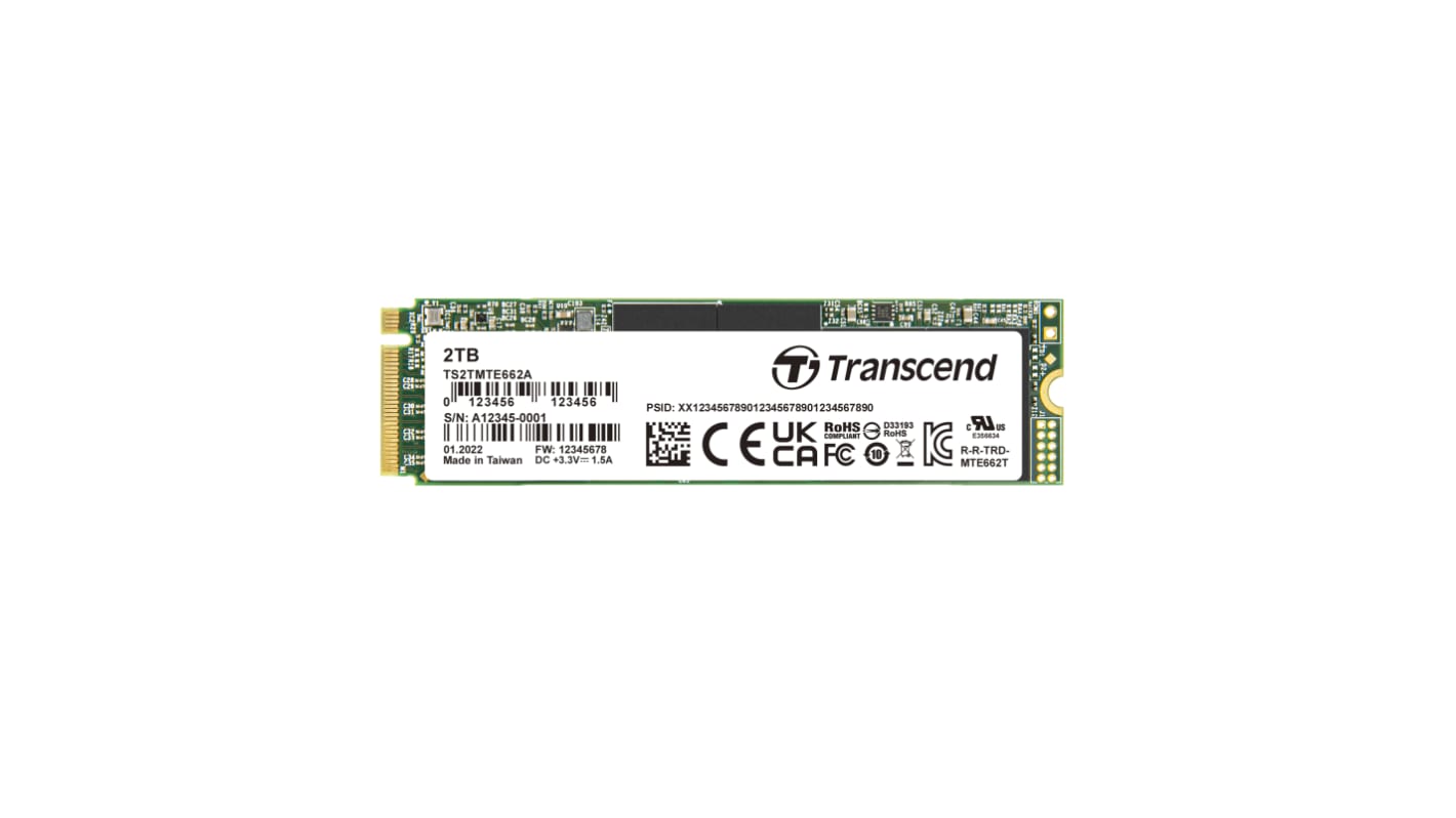 Transcend TS2TMTE662A M.2 2280 2 TB Internal SSD Hard Drive