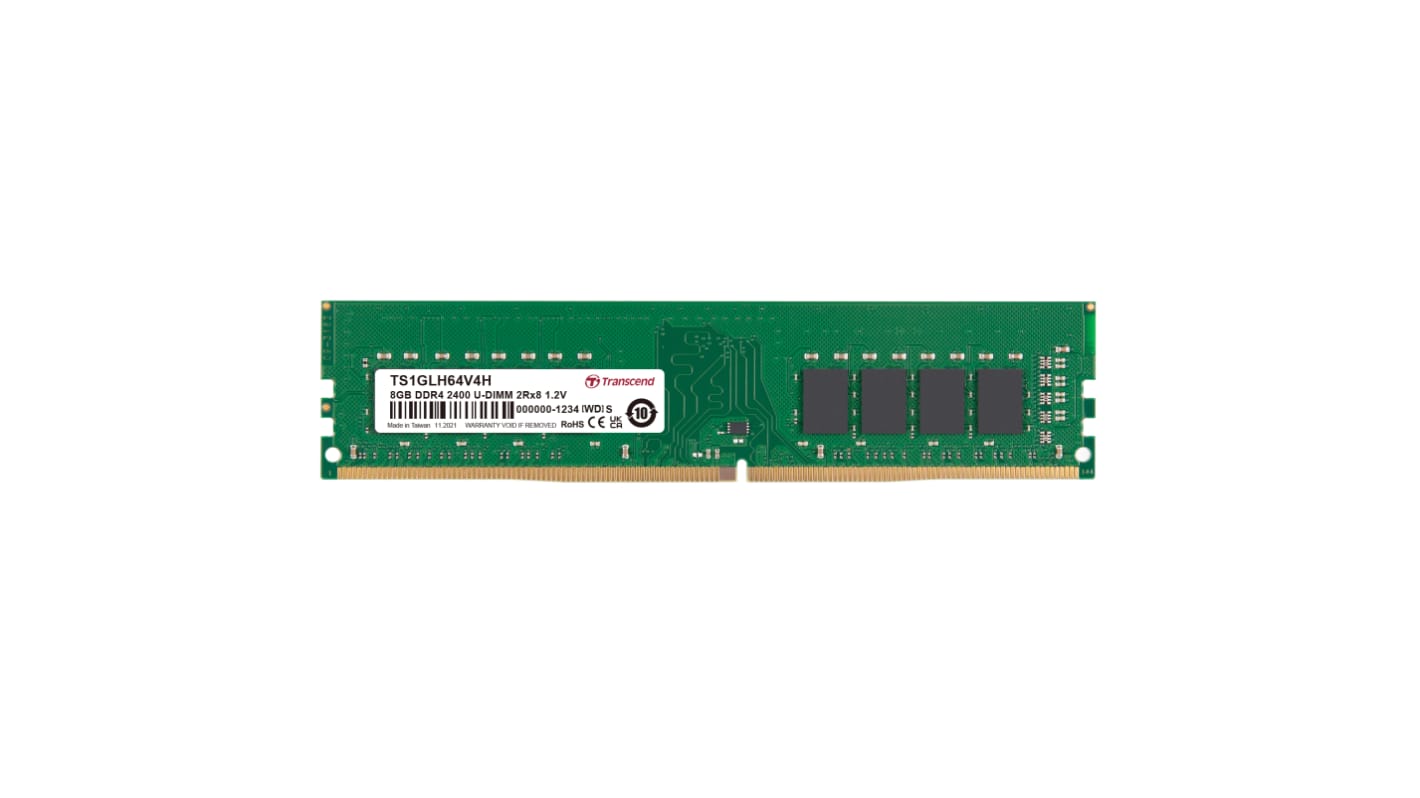 Transcend 8 GB DDR4 Desktop, Laptop RAM, 2400Mbit/s, UDIMM, 1.2V