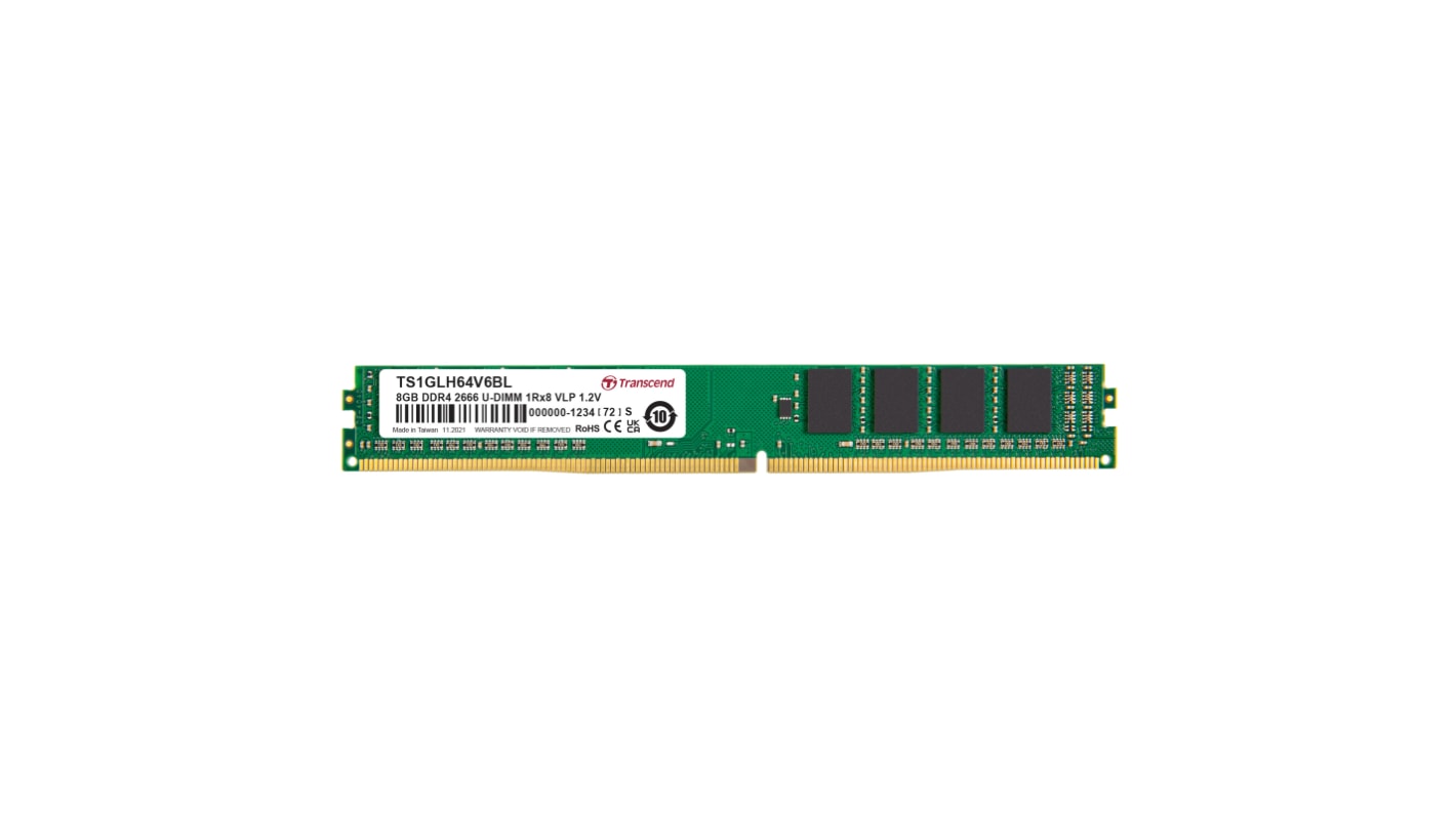 Transcend 8 GB DDR4 Server RAM, 2666Mbit/s, UDIMM, 1.2V