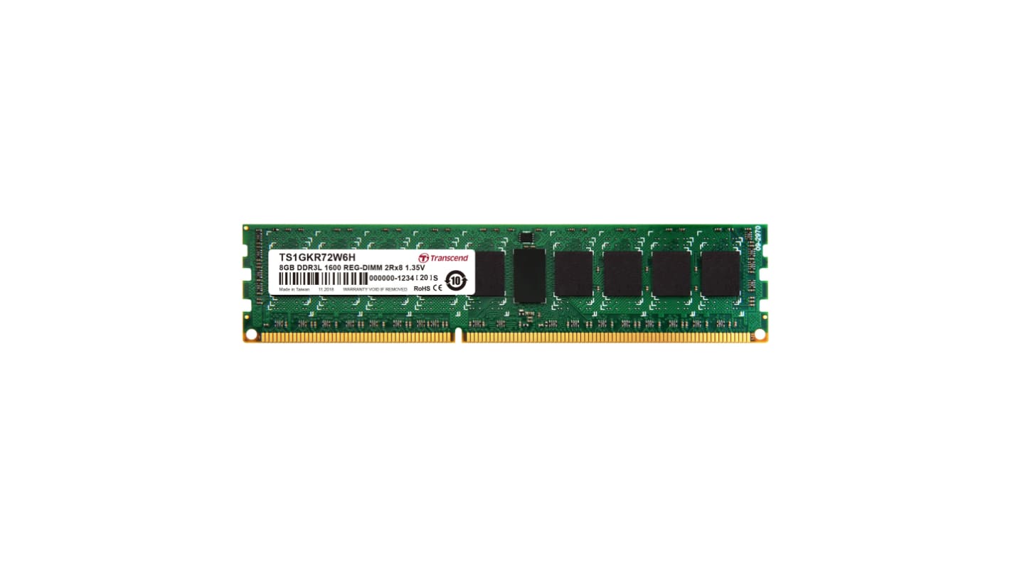 Transcend内存, 8 GB, DDR3L, 1600Mbit/s, RDIMM插槽